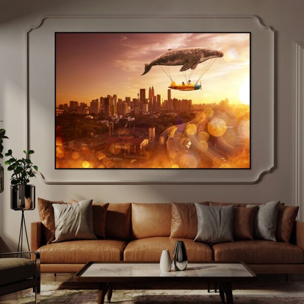 Obraz podświetlany "Lot nad miastem" | Fantasy- Led's Design
