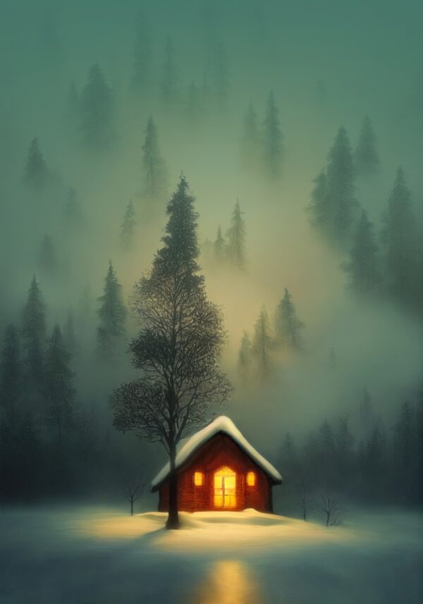 Obraz podświetlany "Domek w górach" | Malarstwo - LED'S Design