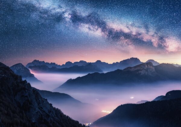 Obraz podświetlany "Gwiazdy nad Dolomitami" | Góry - LED'S Design
